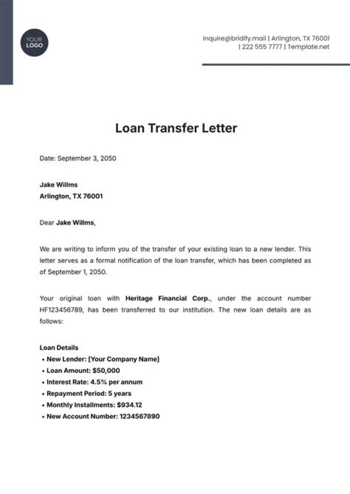 How long does a loan transfer take?