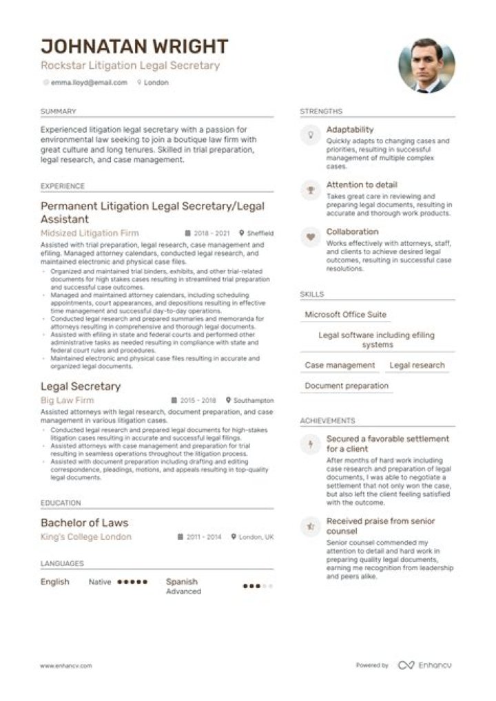 What should a legal resume include?